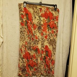 Plus Size Coral and Beige Skirt